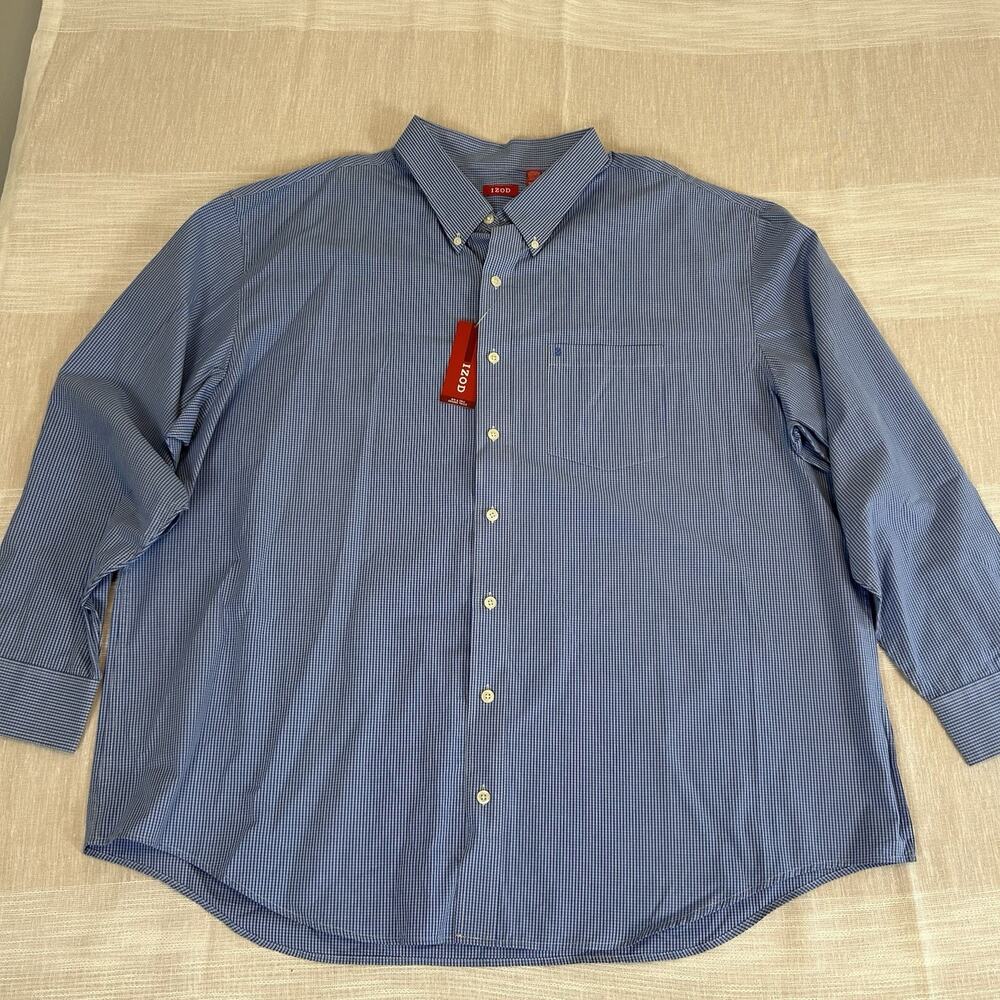 Nwt‎ IZOD Men's Sz 3xL American Dream Shirt Blue White Check Button Down New